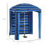 Abri de plage portatif à rayures bleues - 5,9 pi x 5,9 pi, résistance, évents, sacs de sable, rayure de parasol pratique, écran solaire,