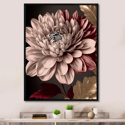 «Pink Vintage Glam Flower», art mural sur toile florale