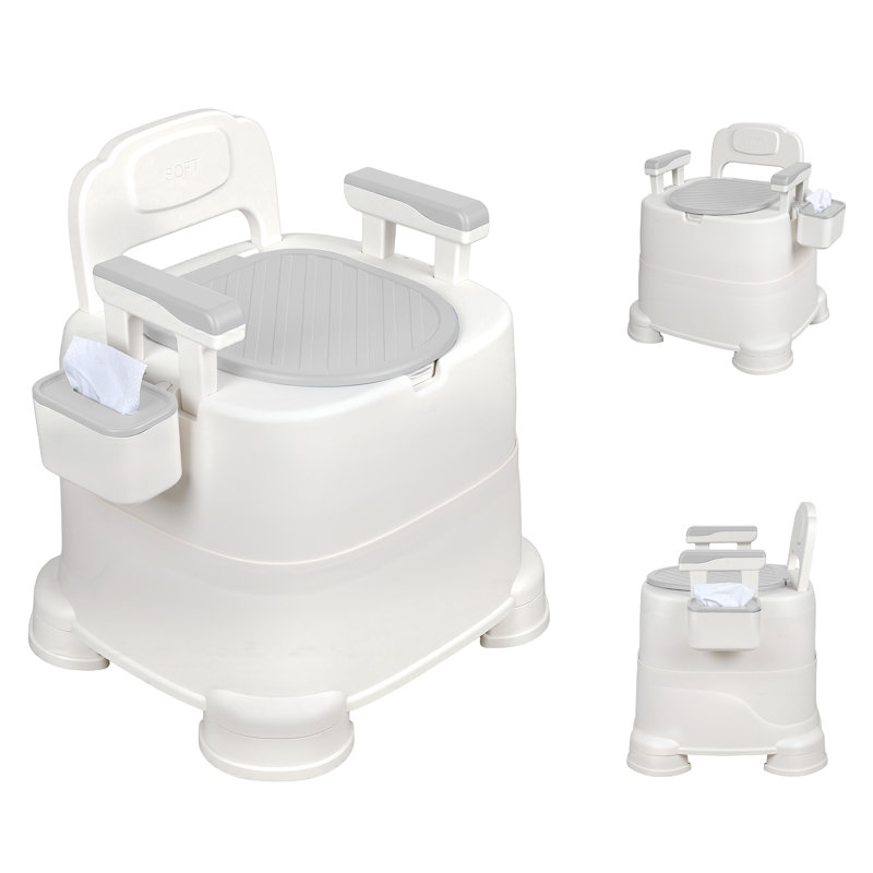 Bedside Commode, Portable Toilet For Adults, Commode Chair For Toilet With Arms Grey