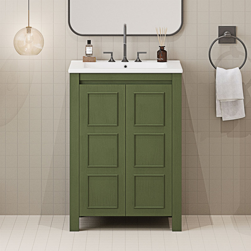 Petit meuble-lavabo avec lavabo en céramique