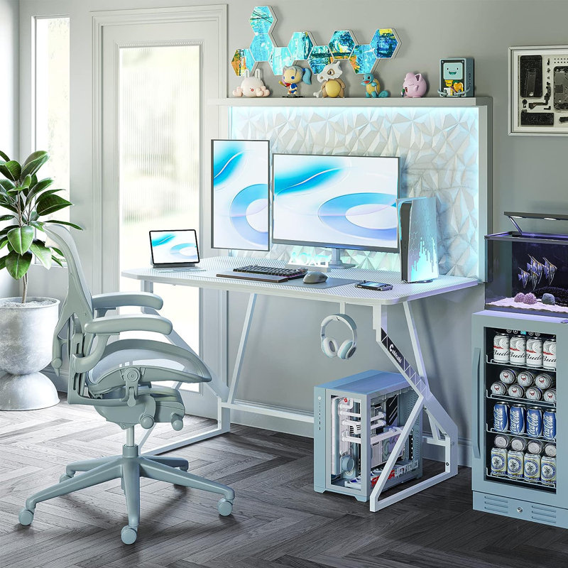 Bureau d'ordinateur Kymorah, H 28,7 po x l 47 po x P 23,6 po, Blanc