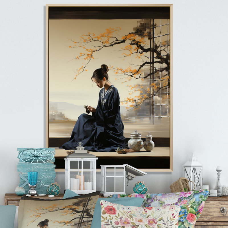 Porush Japon Art Tea Cerémonie IV - impression, H 44 po x l 34 po x P 1,5 po, Cadre naturel flottant
