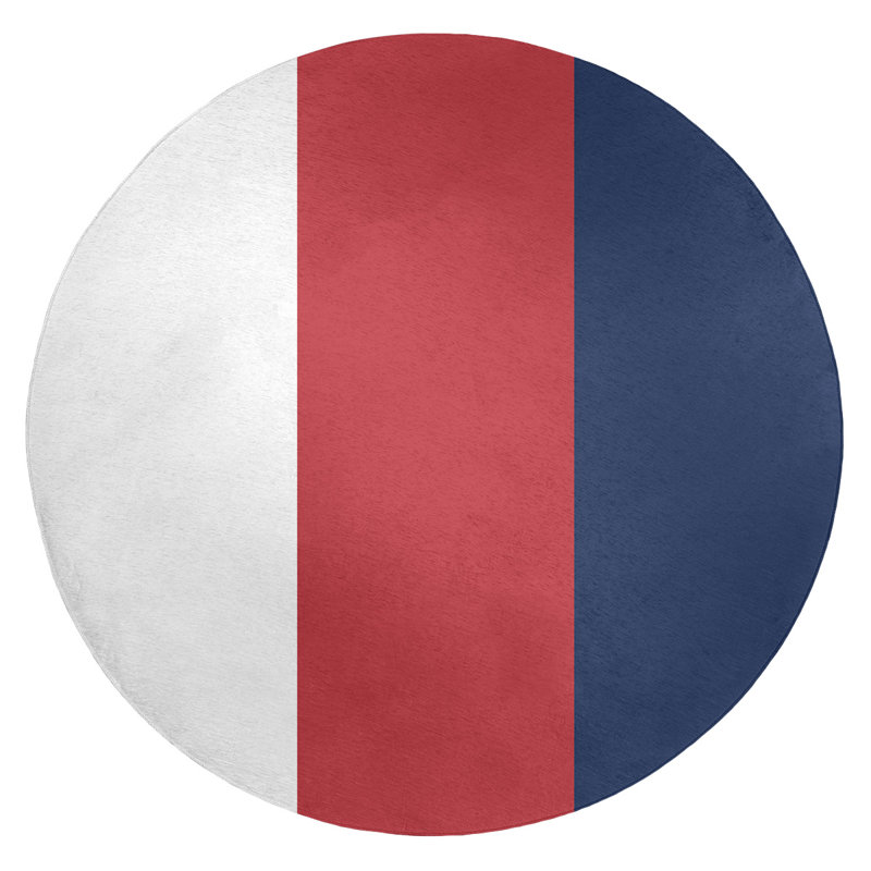 Tapis blanc rayé/rouge/bleu marine Boston, Rond 5 pi