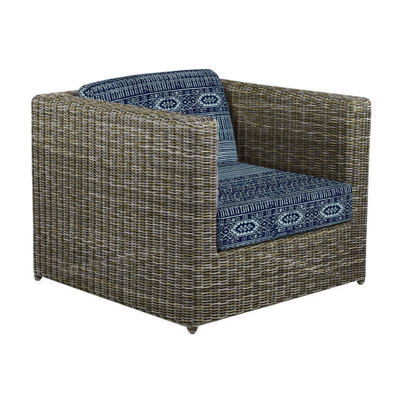 Sag Harbor Outdoor Lounge Chair, Batik Navy, Sag Harbor Driftwood