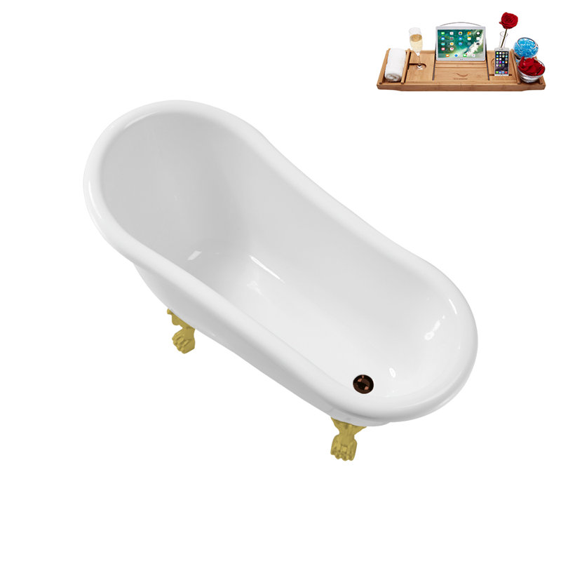 53.1'' x 25.6'' Soaking Acrylic Bathtub, Brushed Gold, Matte Oil Rubbed Bronze