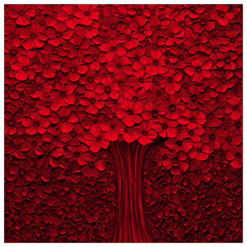 Red Blossoming Tree Duvet Covers, Twin