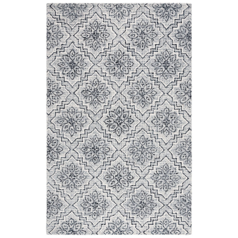 Abstract Hand Tufted Wool, Cotton Geometric Rug, Rectangle 5' x 8'