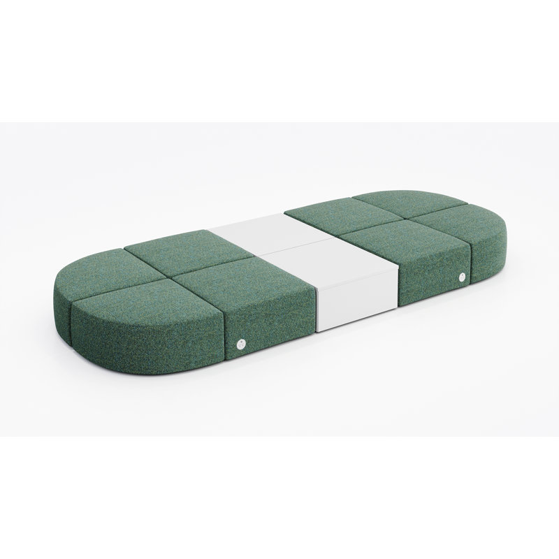 8 Person Modular Seating With Occasional Table-Fabric, With Power Outlet, Peacock