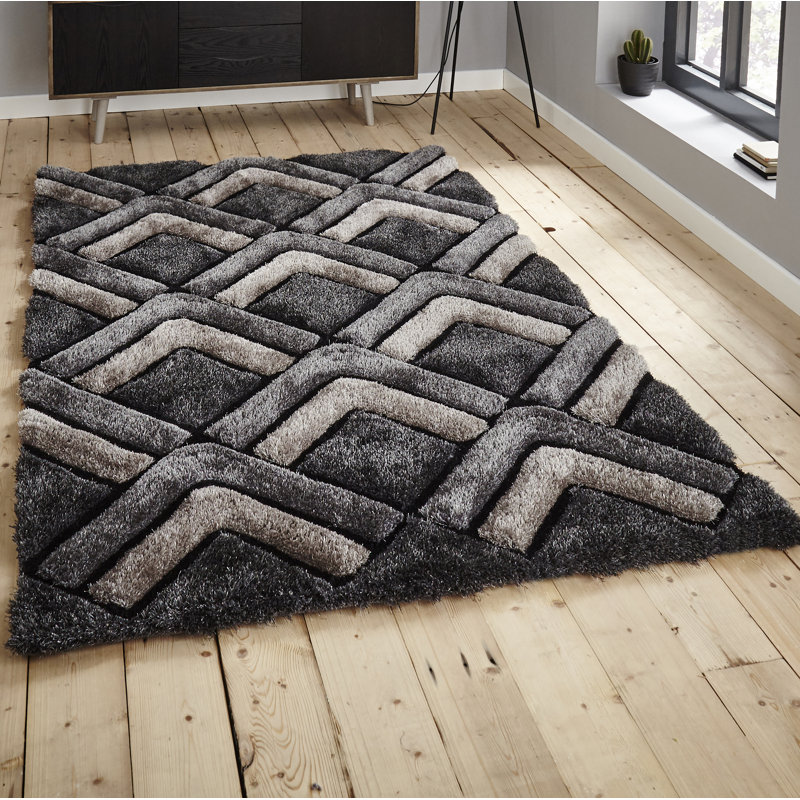 Aaliya Geometric Hand Woven Shag Area Rug, Rectangle 120 x 170cm