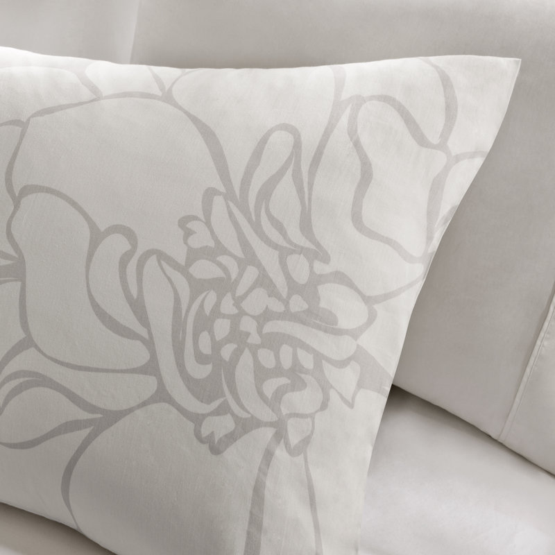 California King Gray and Purple Floral Cotton Comforter Set