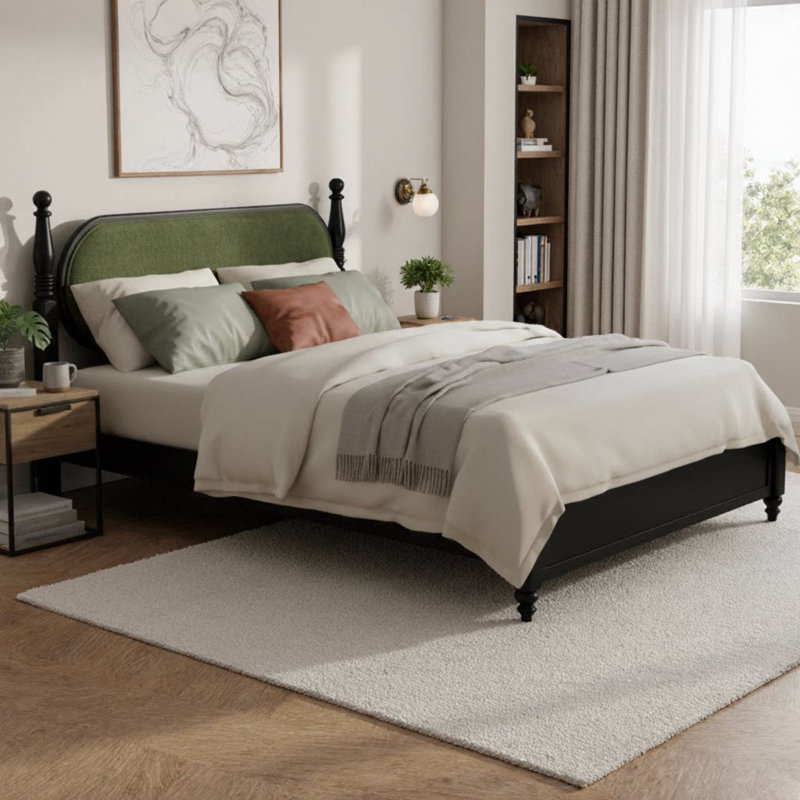Lit plateforme Wood, King, Noir et vert