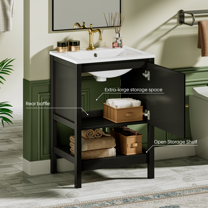 Meuble-lavabo autoportant 24 po, Black