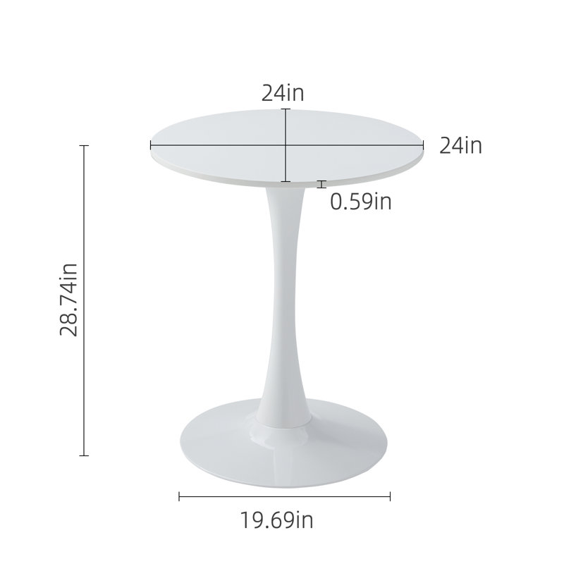 Table basse 24 po Mid-Century, Blanc