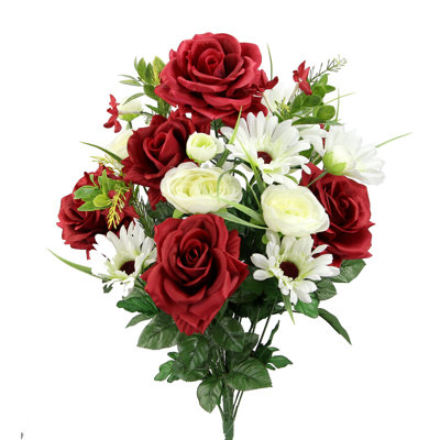Bouquet de 20 tiges de marguerite artificielle Rosa Ranunculus
