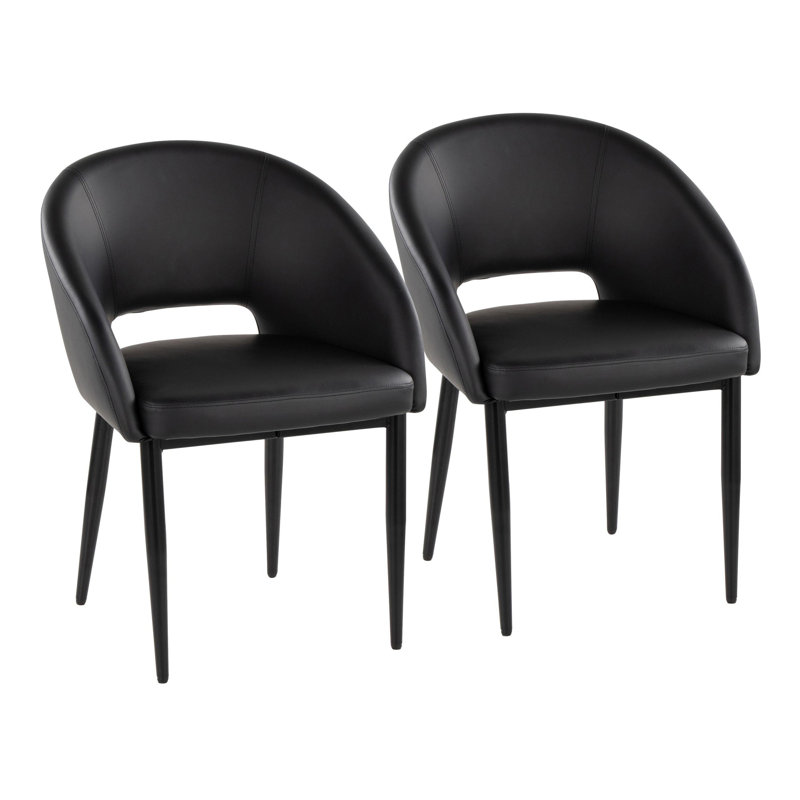 Chaises en similicuir avec pieds en métal Resme, Noir, Noir