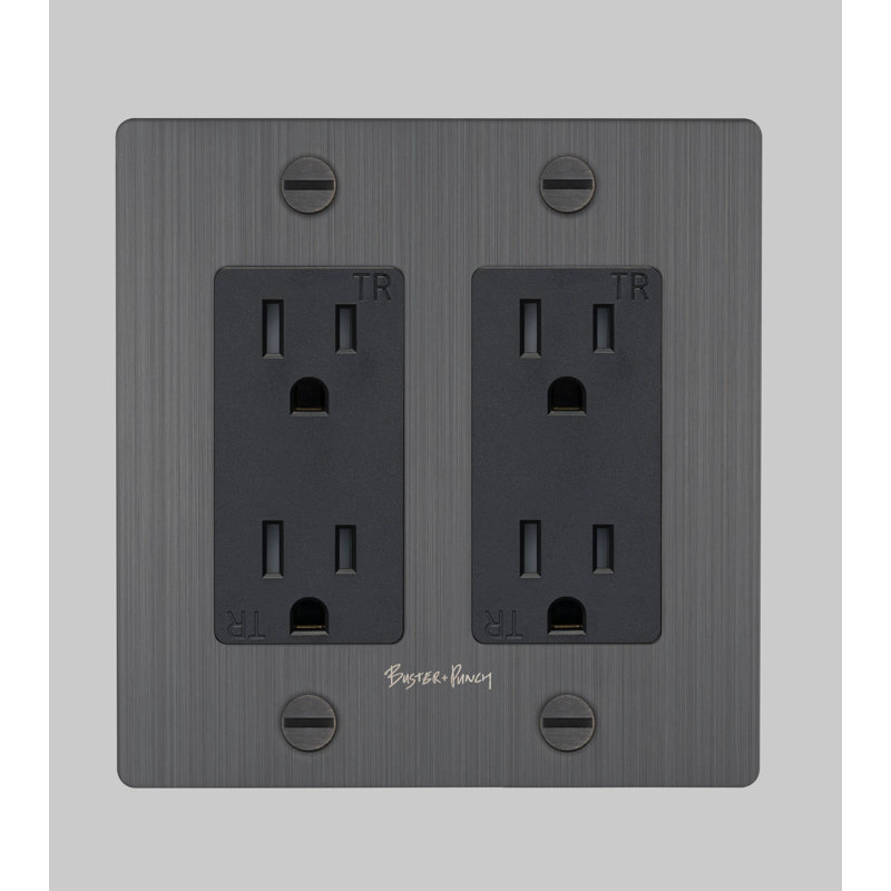 2G Duplex Outlet / Cross / With Logo, Smoked Bronze