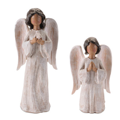 Figurines d'ange priant au fini neutre doux