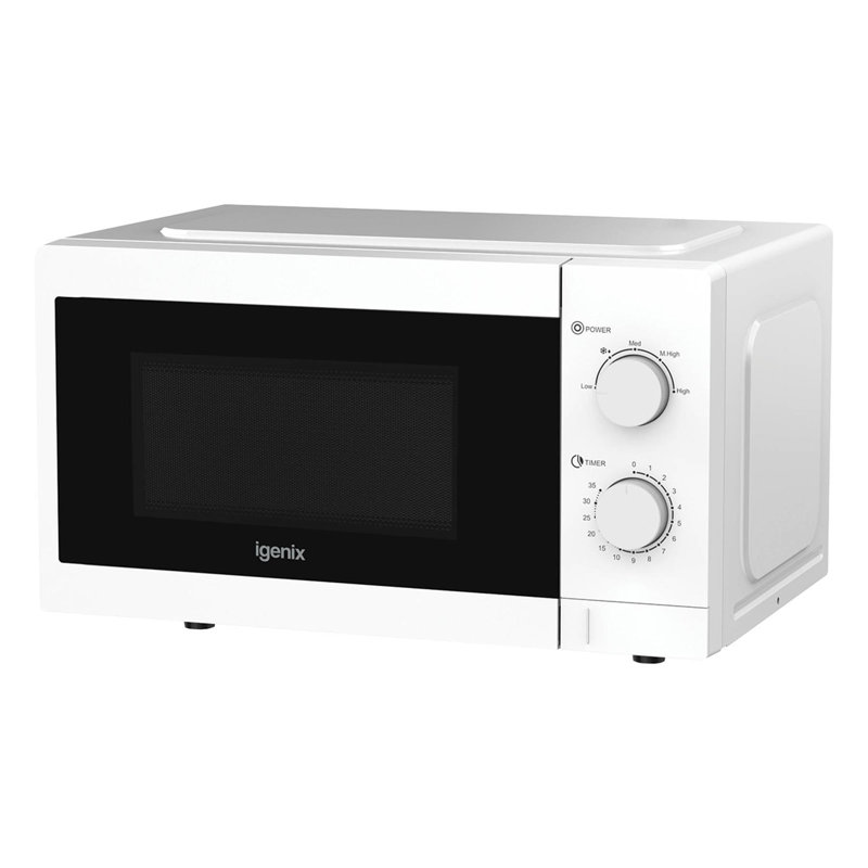 Igenix 20L 800W Manual Microwave Black, White, 3.3