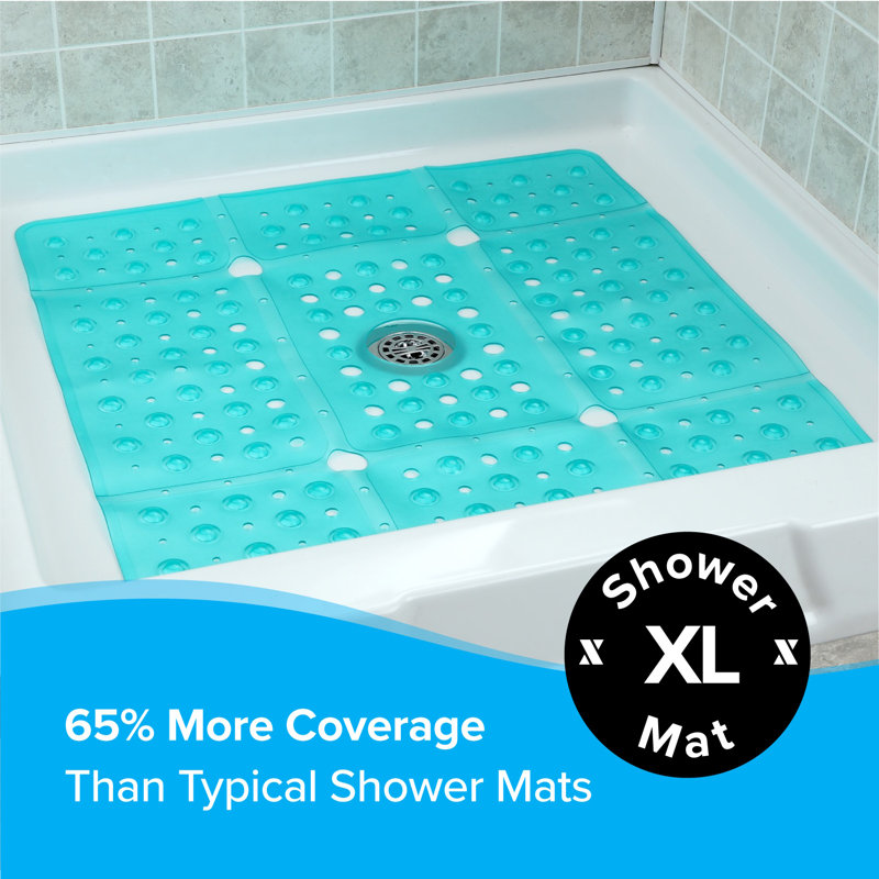 Extra Large Translucent Aqua Non-Slip Shower Mat for Kids