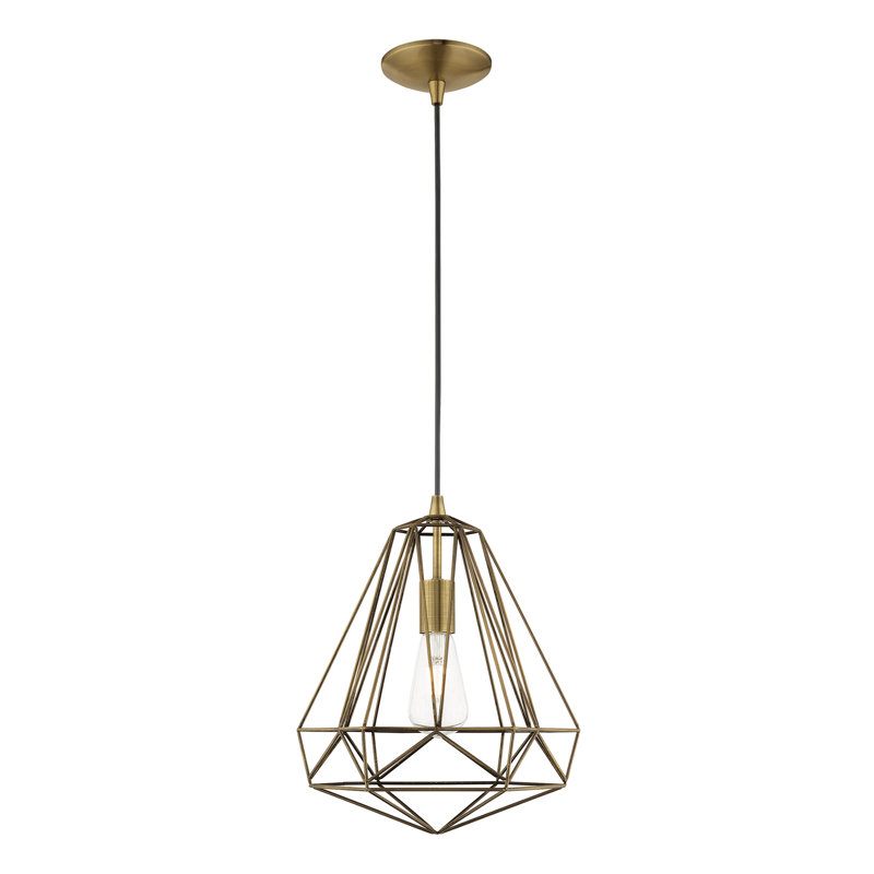 Luminaire suspendu géométrique à 1 lumière Lindgren, Laiton antique