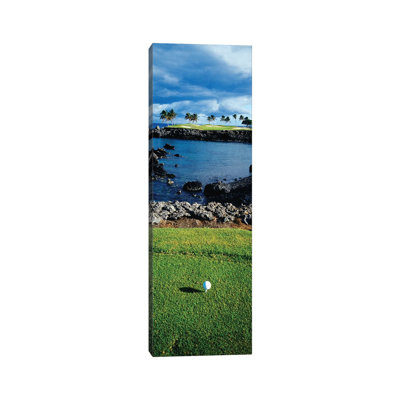 High Angle View Of A Golf Ball On A Tee In A Golf Course, Hawaii, USA by Panoramic Images - Wrapped Canvas Panoramic Gallery-Wrapped Canvas Giclée