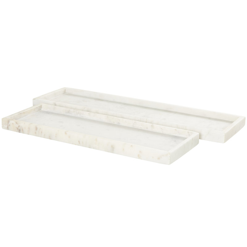  2 Piece Ottoman Tray Set, White
