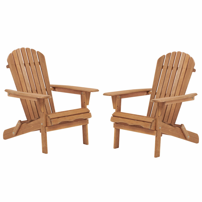 Ensemble de 2 chaises pliantes en bois pour l'extérieur Adirondack avec dossier pré-assemblé, chaise de patio en bois pour patio
