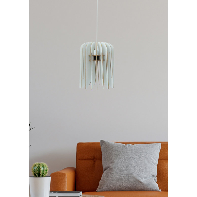 Luminaire suspendu géométrique unique 1 lumière, Blanc, Blanc