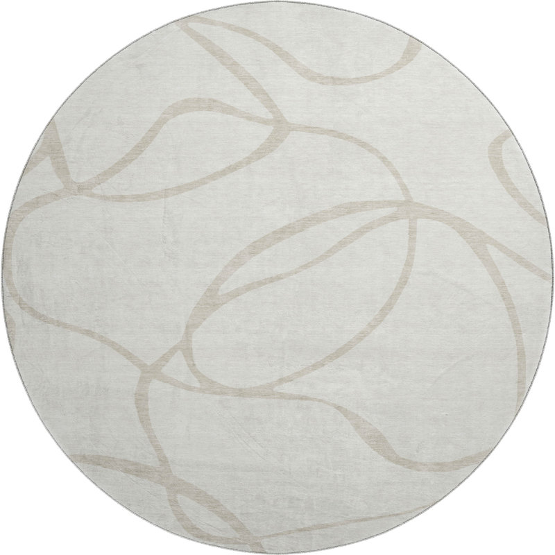 Premium Machine Washable Corum AMF999 Swirls Rug, Round 8'