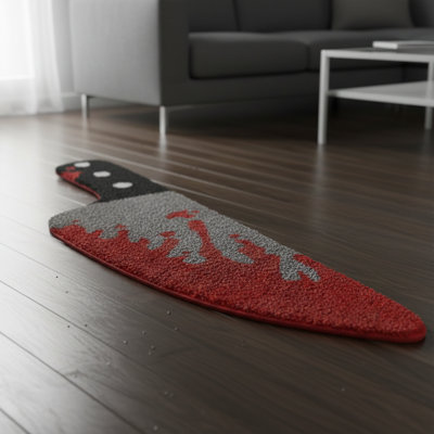Tapis décoratif en forme de couteau y horreur