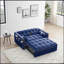 Canapé-lit avec lit escamotable, canapé-lit convertible en velours moderne, petit canapé-lit avec coussins et poches latérales pour petit espace, salon, appartement, bleu