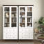 White MDF Tall Kitchen Pantry Cabinet With Glass Doors And Adjustable Shelves For Versatile Storage