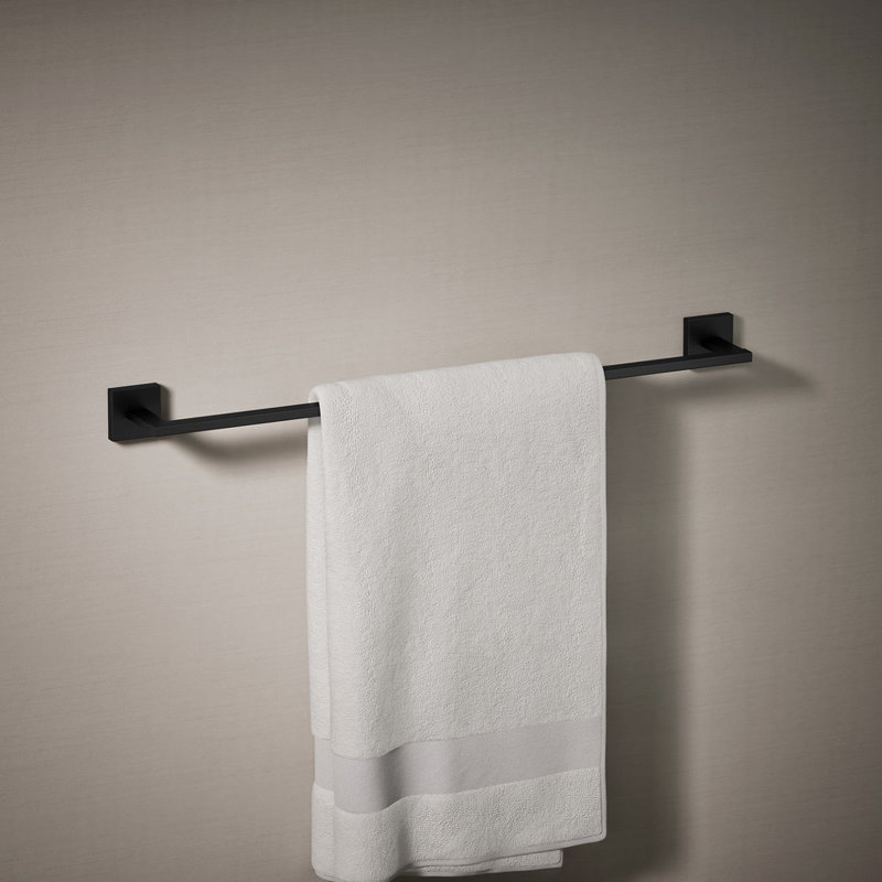 Square Towel Bar, Matte Black, 24"W