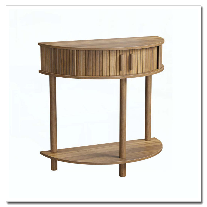 31.5-Inch Grooved Half-Moon Console Table