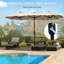 Parasol double extérieur de 2,90 m avec système d'inclinaison et manivelle, 3 aérations, 12 baleines, brun, idéal pour le jardin et la piscine. Fonction d'ombre généreuse. Manivelle, aération marron. Parfait pour la baignade.