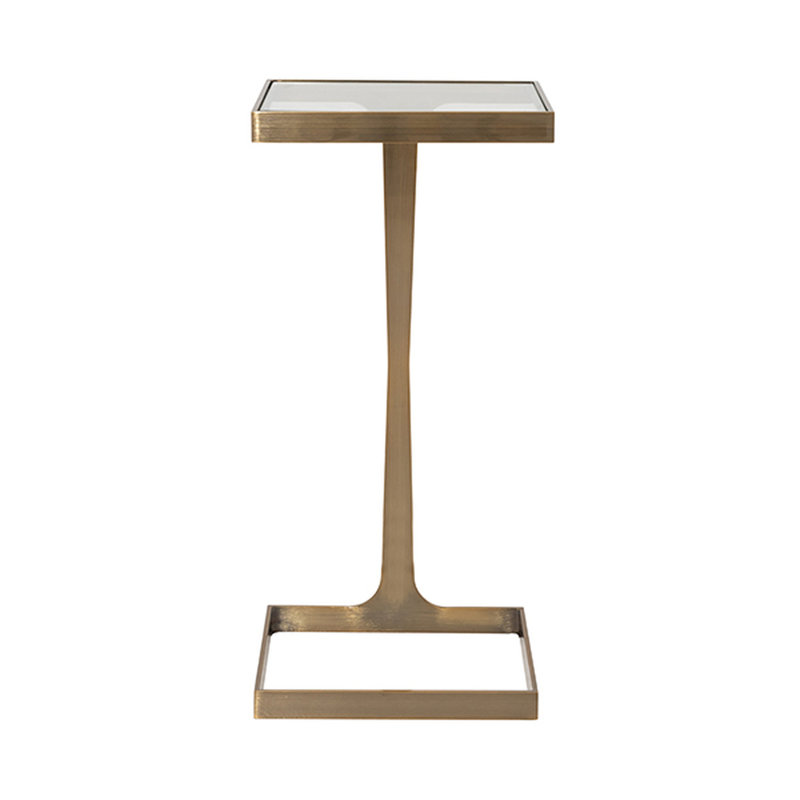 Maisel Glass End Table, Antique Brass
