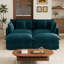 Canapé deux places avec 2 repose-pieds, 2 coussins d'accoudoirs et 2 coussins décoratifs pour petits espaces de vie, facile à assembler, chenille bleue