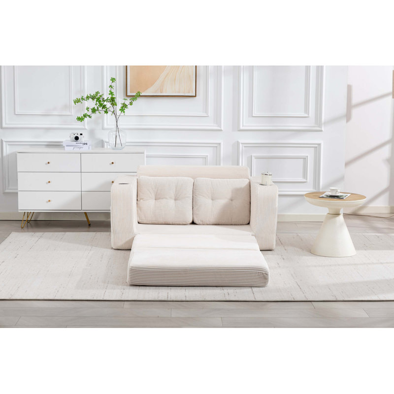 Canapé-lit convertible 2 en 1 de qualité supérieure avec support en mousse viscoélastique, Beige