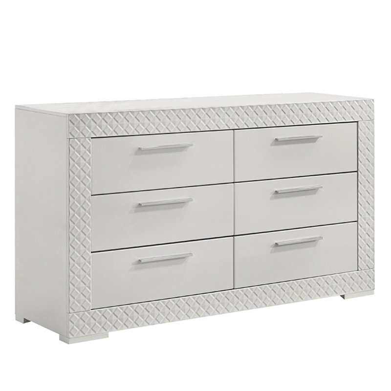 Commode à 6 tiroirs en bois blanc de style moderne Blanca (commode)