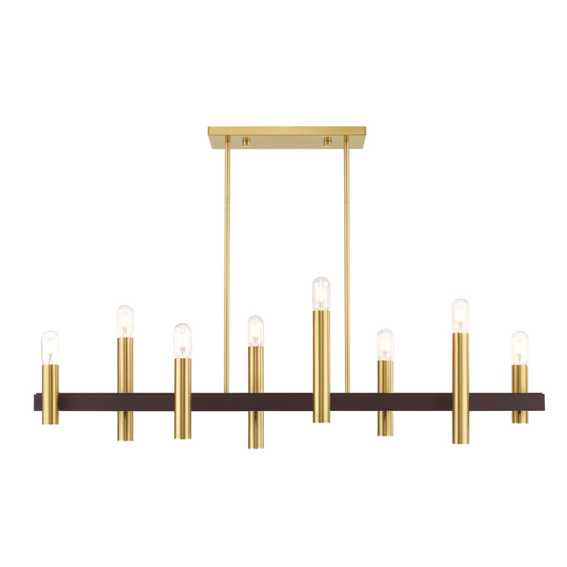 Annies 8 - Light Dimmable Kitchen Island Linear Chandelier, Satin Brass/Bronze