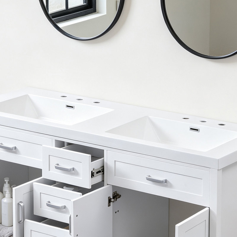 Meuble-lavabo double lavabo de 150 cm avec lavabo en résine