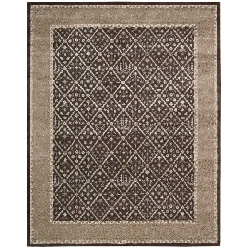 Tapis oriental gris anthracite touffeté à la main Martina, Rectangle 9 pi 6 po x 13 pi
