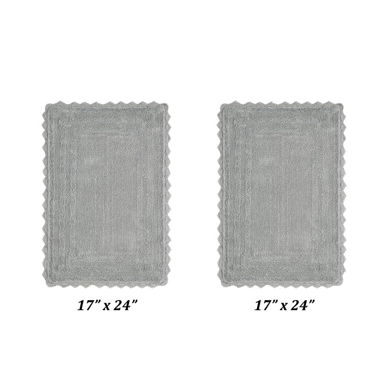 Rasika 100% Cotton Tufted 2 Piece Bathroom Rug Set, Reversible, Super Absorbent & Extra Soft Machine Washable Bath Rug Ideal for Shower & Tub Areas