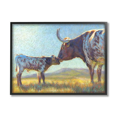 Mère, bovin, veau ensoleillé, art de la giclée par Rita Kirkman