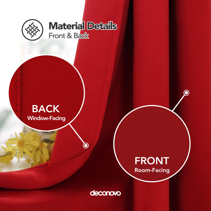 Solid Room Darkening Thermal Single Curtain Panel, Red, 42" W x 54" L