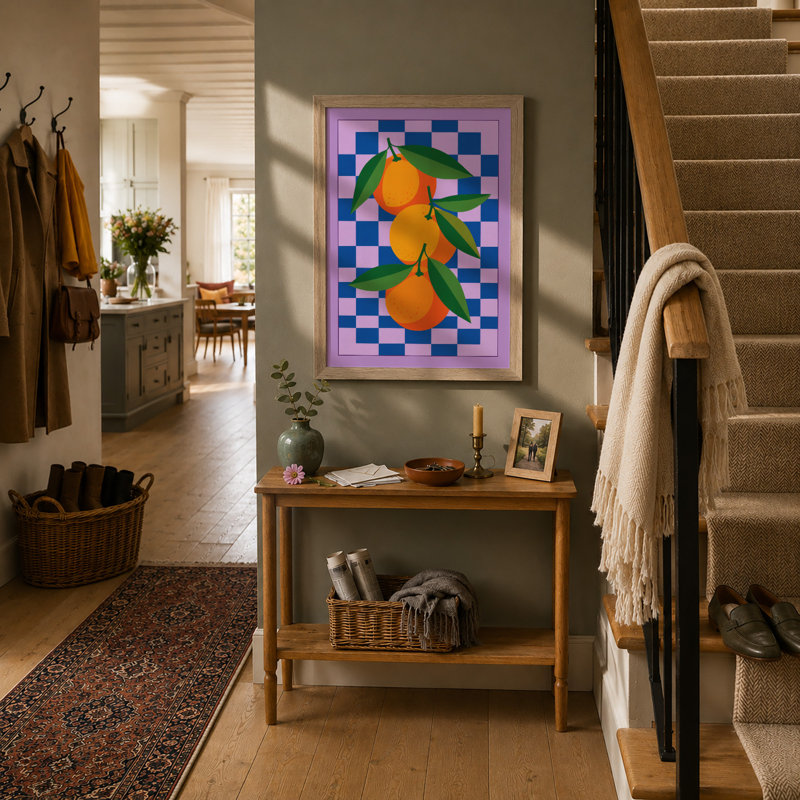Oranges And Leaves Modern - Print, A1 - 84.1 x 59.4 cm, Oak