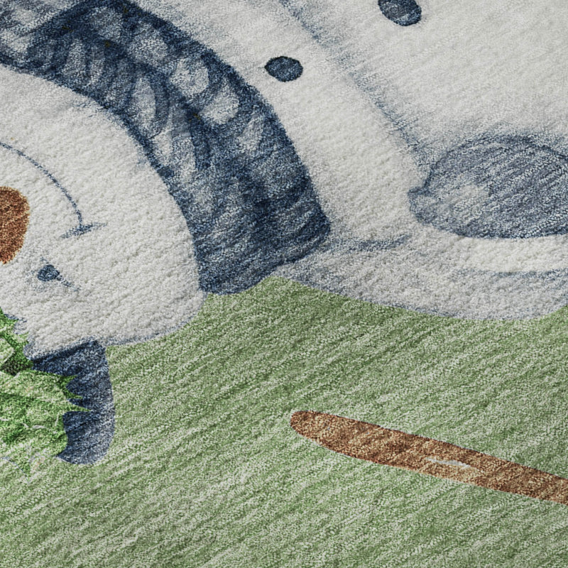 Premium Machine Washable Ingrassellino AMF1826 Happy Snowmen Holiday Rug, Rectangle 3' x 5'