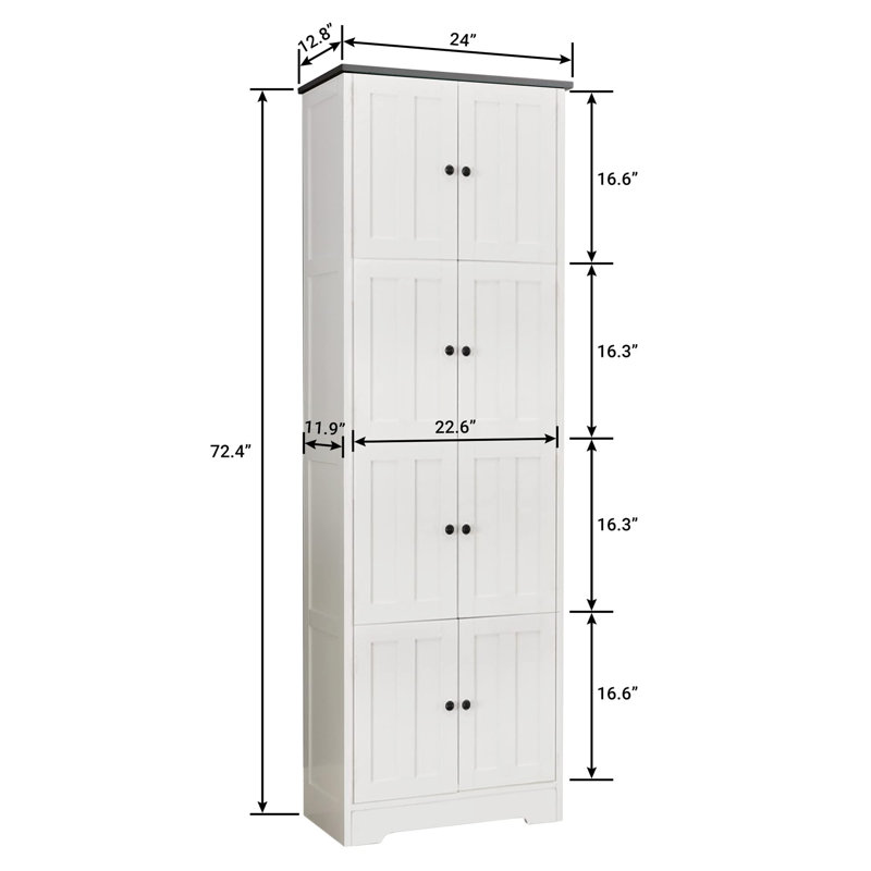 Versatile Tall Storage Cabinet With Ample Compartments And Doors For Organized Storage, White
