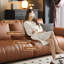 Canapé modulaire orange en cuir véritable-648197606