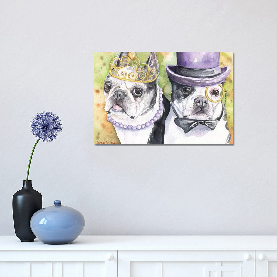 Boston Terrier Family by George Dyachenko - Wrapped Canvas Painting
